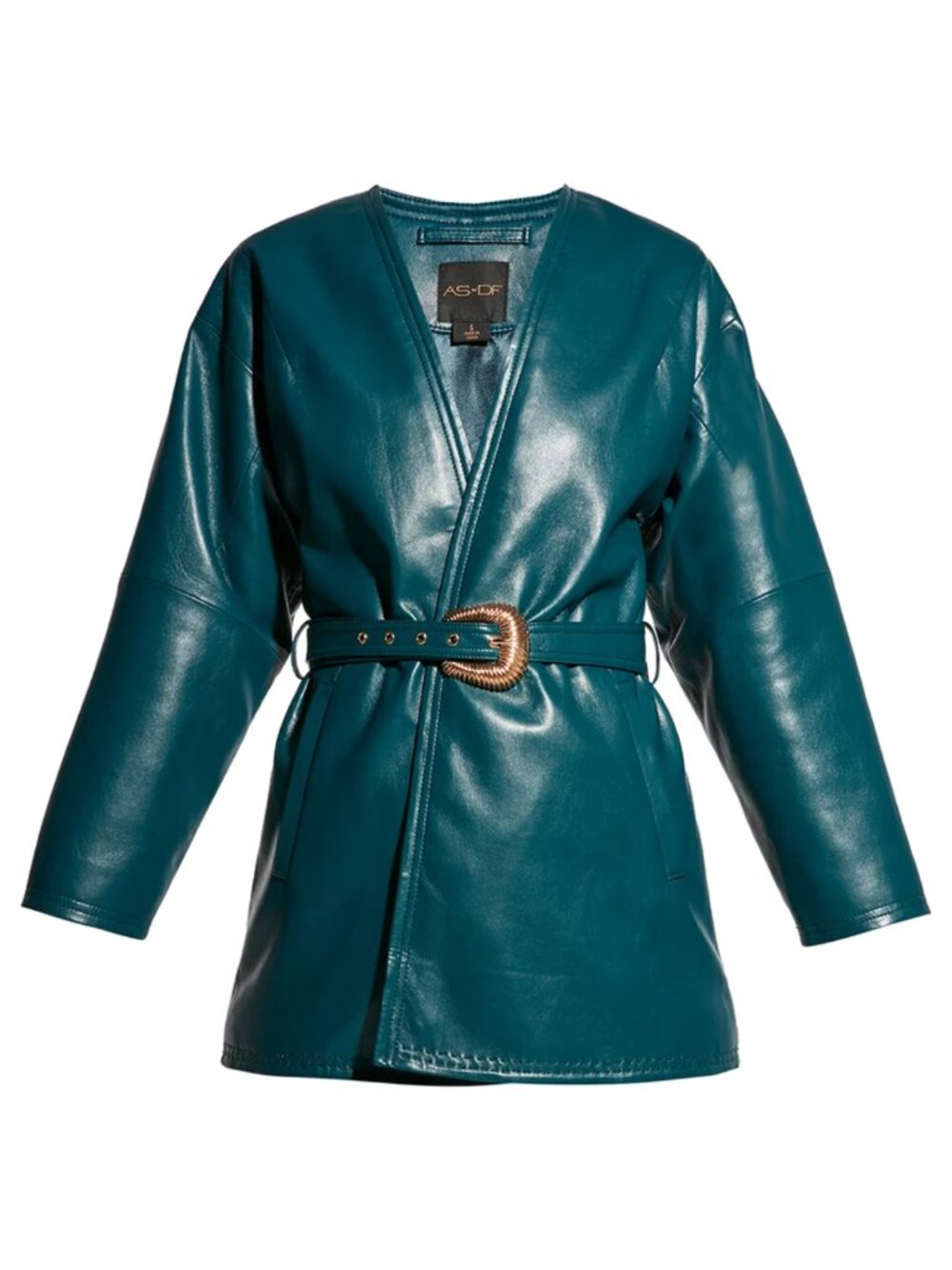 AS by DF Belted Recycled Leather Coat in Jewel Tones